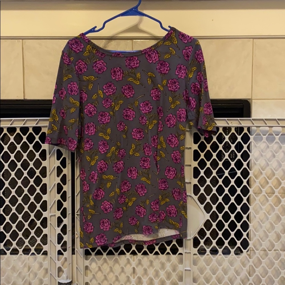 LulaRoe Irma XL Dark grey with purple roses